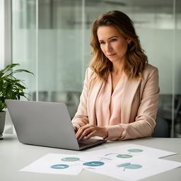Consulente HR donna in ufficio moderno mentre analizza una strategia organizzativa